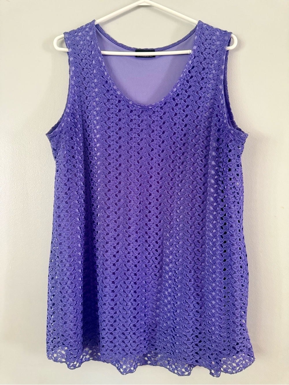 Initiatives Purple Crochet Lace Sleeveless Tank Top Lined – Size XL